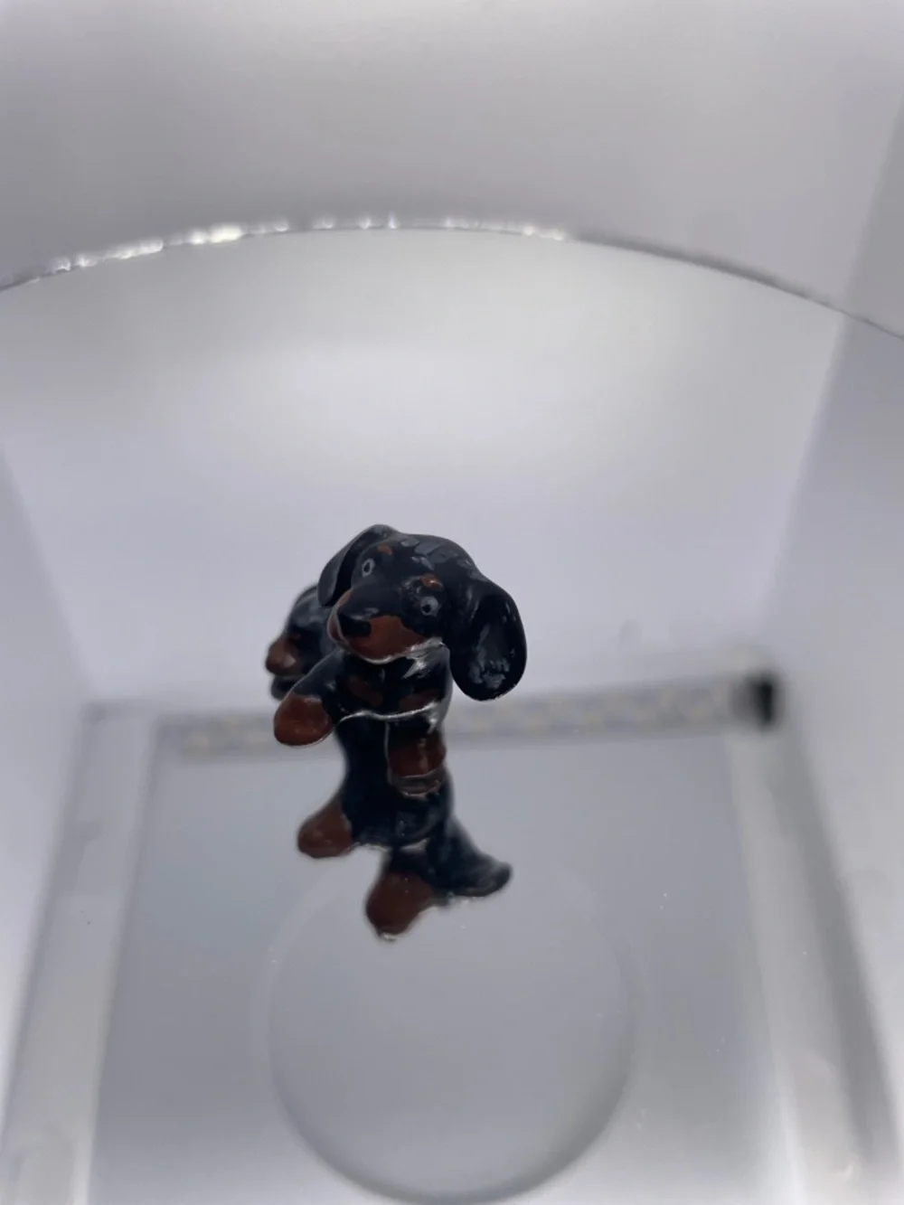 Dapple mini Dachshund Dog Figurine stoneware - Decorative Pet Accent
